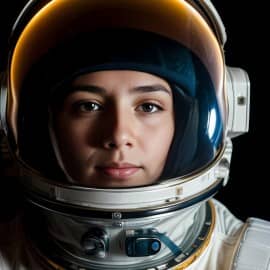 A portrait of a female astronaut.