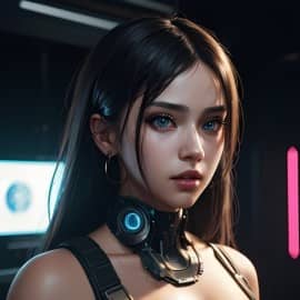 Cyberpunk-style female game avatars