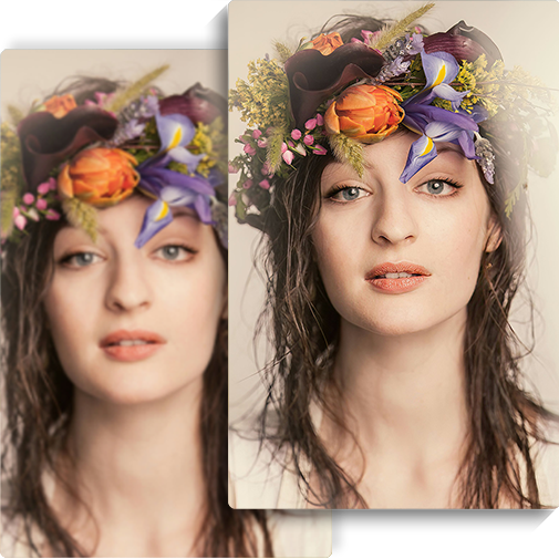 comparison of using the resolution converter to a girl portrait