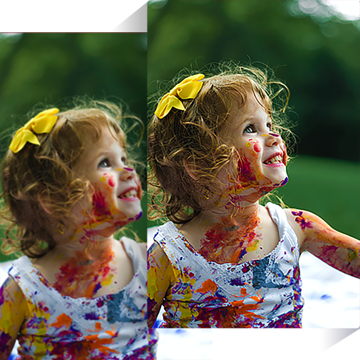 AI画質向上で加工された子供の顔写真